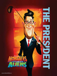 Monsters vs. Aliens Movie Poster Print showcasing animated characters and vibrant colors.