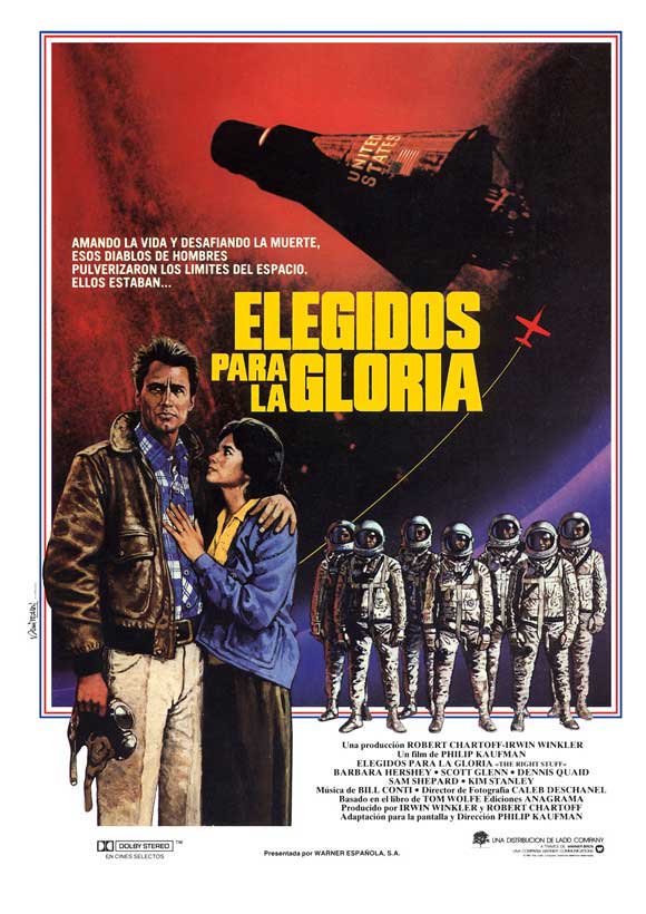 The Right Stuff movie poster print featuring iconic space exploration imagery.