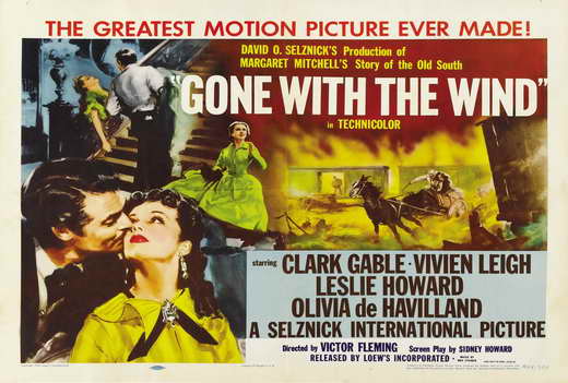 Gone with the Wind Movie Poster Print showcasing classic film art.