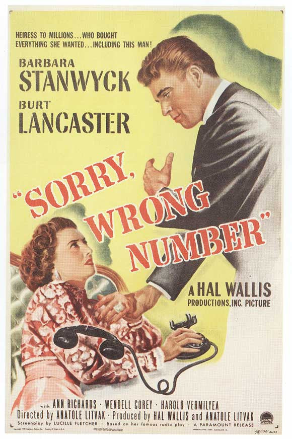 Sorry Wrong Number Movie Poster Print (11x17)