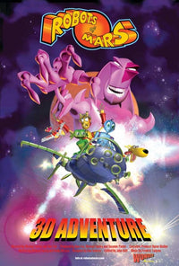 Robots of Mars 3D Adventure Movie Poster, vibrant sci-fi design.