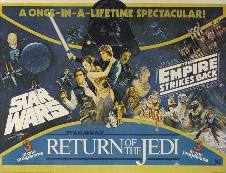 Star Wars Movie Poster Print featuring iconic characters and scenes from the epic sci-fi saga.