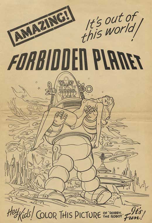Forbidden Planet Movie Poster Print featuring classic sci-fi imagery.