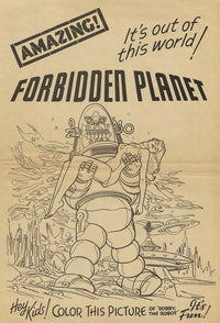 Forbidden Planet Movie Poster Print featuring classic sci-fi imagery.