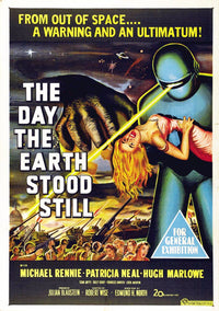 The Day the Earth Stood Still Movie Poster Print featuring iconic sci-fi imagery.