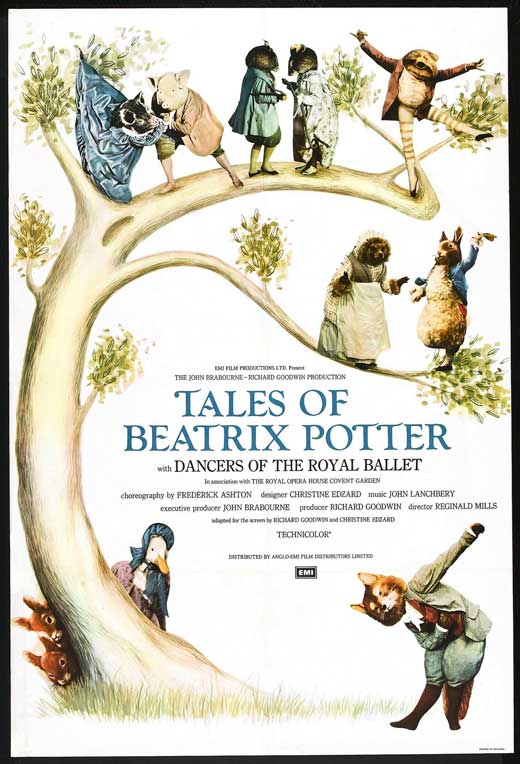 Tales of Beatrix Potter Movie Poster Print featuring whimsical illustrations