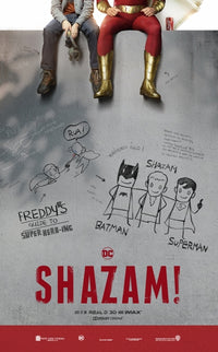 Shazam! Movie Poster Print featuring vibrant artwork of the superhero.