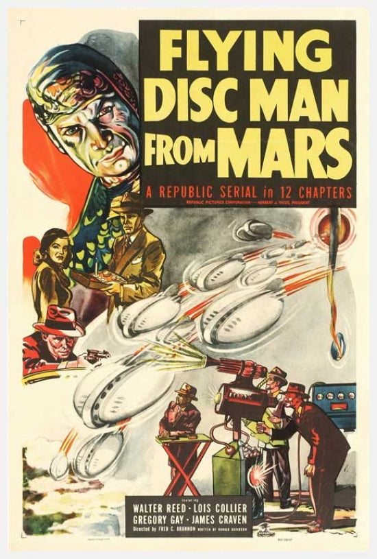 Flying Disc Man from Mars Movie Poster Print, retro sci-fi art
