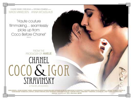 Coco Chanel & Igor Stravinsky Movie Poster Print displaying iconic figures.