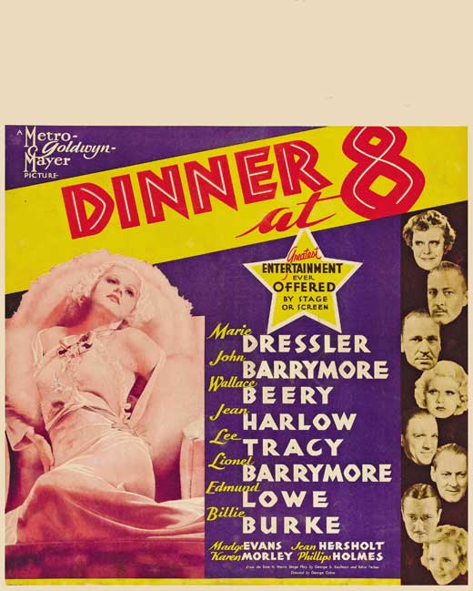 Dinner at Eight Movie Poster Print showcasing classic film art.