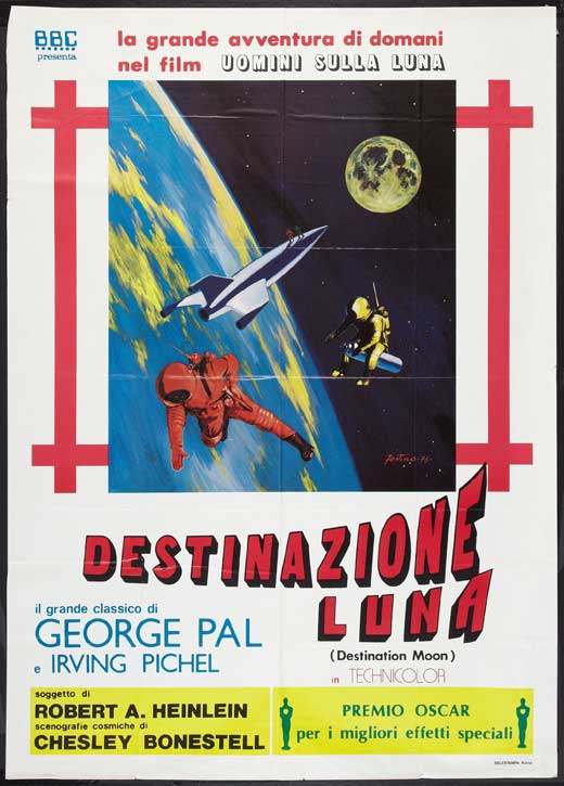 Destination Moon Movie Poster Print showcasing classic sci-fi imagery.