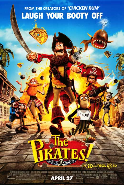 The Pirates! Band of Misfits Movie Poster Print featuring colorful animated pirates.