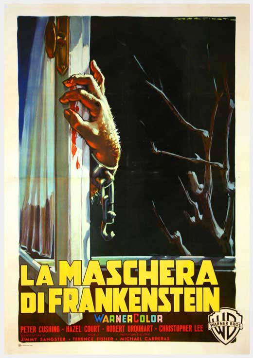 The Curse of Frankenstein Movie Poster Print featuring classic horror imagery.