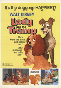 Lady and the Tramp Movie Poster Print featuring classic Disney characters.