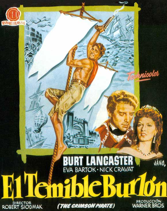 The Crimson Pirate Movie Poster Print showcasing classic film adventure.