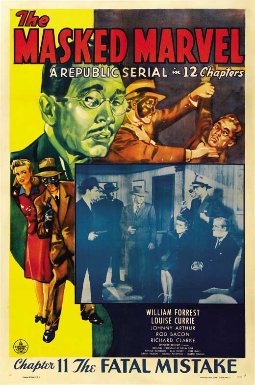 The Masked Marvel Movie Poster Print showcasing classic superhero film art.