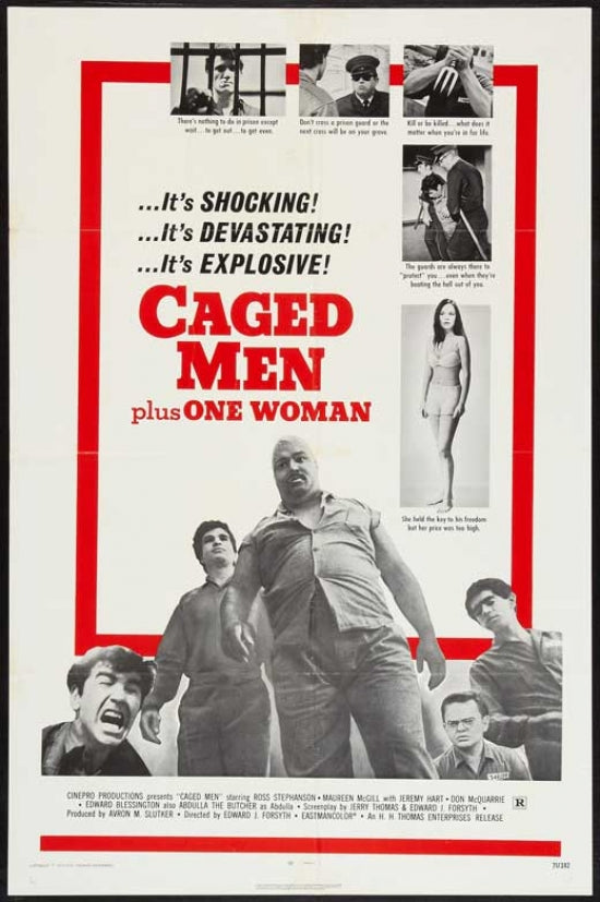 Caged Men Plus One Woman Movie Poster Print featuring dramatic artwork.