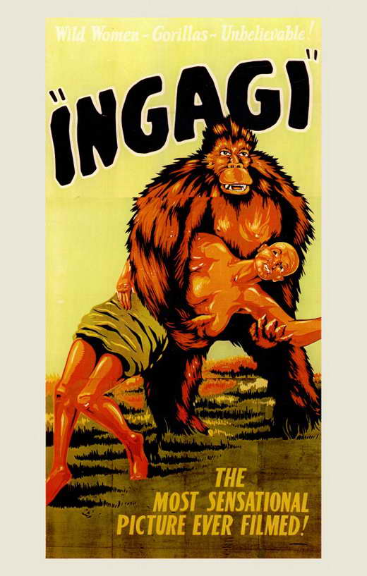Ingagi Movie Poster Print showcasing thrilling adventure artwork.