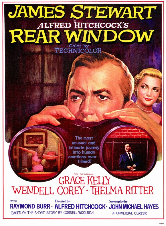 Rear Window Movie Poster Print featuring classic Hitchcock film art.