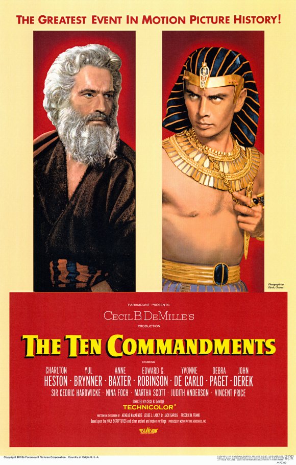 The Ten Commandments movie poster print showcasing epic cinematic visuals.
