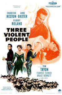 Three Violent People Movie Poster Print showcasing classic cinema style.