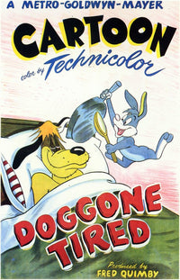 Doggone Tired Movie Poster Print featuring a playful dog theme.
