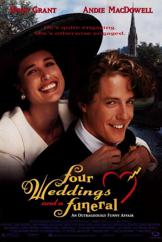 Four Weddings and a Funeral Movie Poster Print 11x17