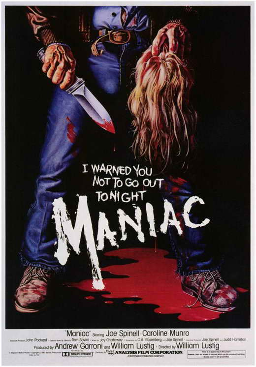 Maniac Movie Poster Print showcasing thrilling artwork.