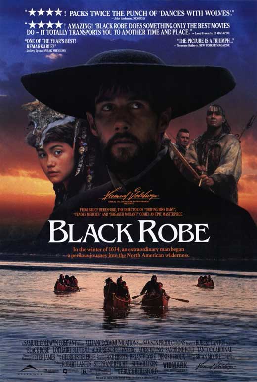 Black Robe Movie Poster Print showcasing dramatic historical themes.