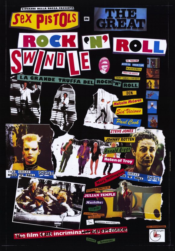 The Great Rock 'N' Roll Swindle Movie Poster Print featuring vibrant punk rock design.