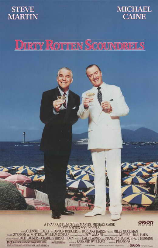 Dirty Rotten Scoundrels Movie Poster Print featuring iconic film characters.