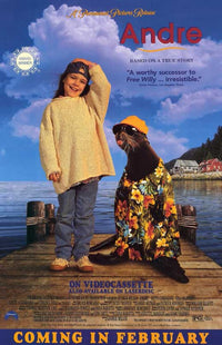 Andre Movie Poster Print featuring a young girl and her pet seal