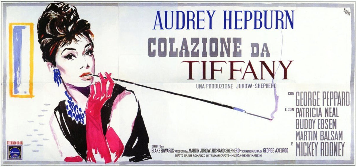 Breakfast at Tiffany's Movie Poster Print featuring classic cinema artwork.