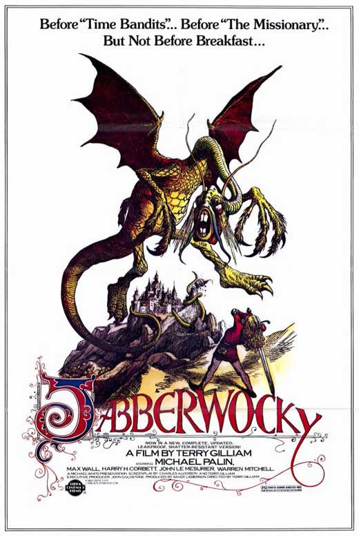 Jabberwocky Movie Poster Print featuring vibrant fantasy imagery.
