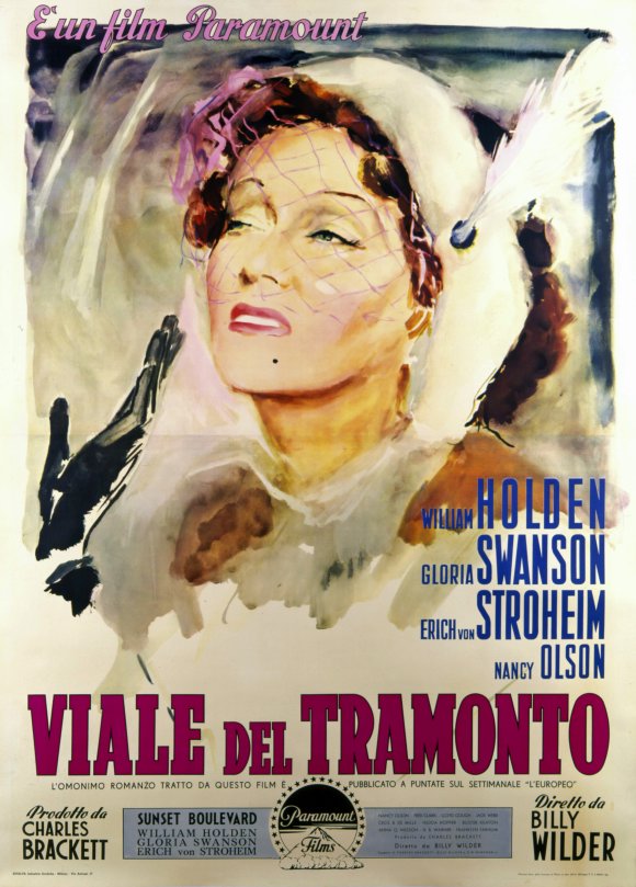 Sunset Boulevard Movie Poster Print featuring classic Hollywood imagery.