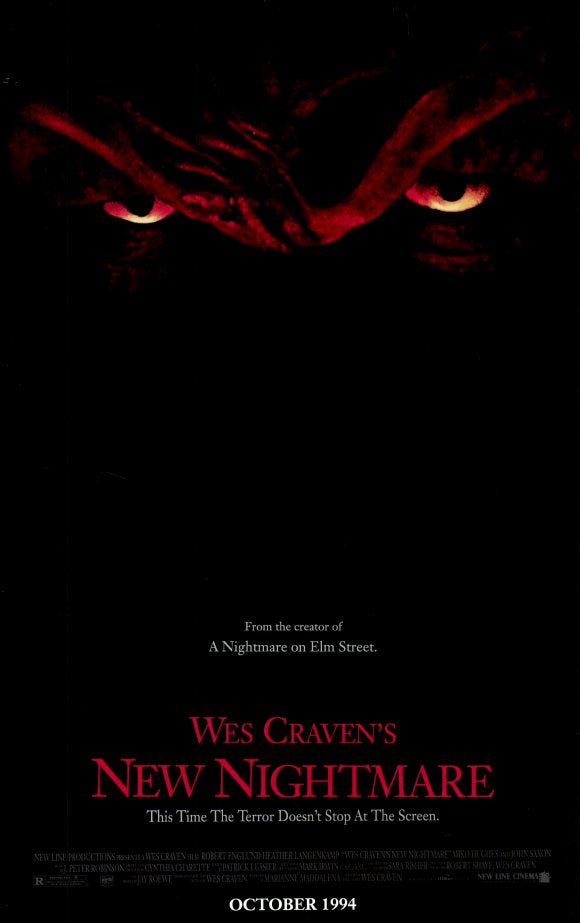 Wes Craven's New Nightmare Movie Poster Print featuring horror film artistry.