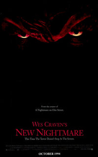 Wes Craven's New Nightmare Movie Poster Print featuring horror film artistry.