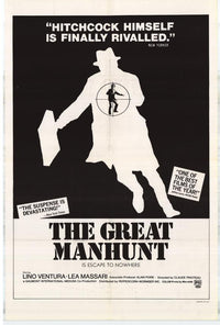 The Great Manhunt Movie Poster Print featuring dramatic artwork.