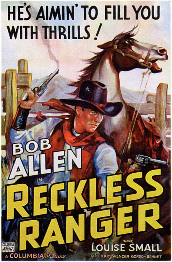 Reckless Ranger Movie Poster Print featuring action and adventure theme.