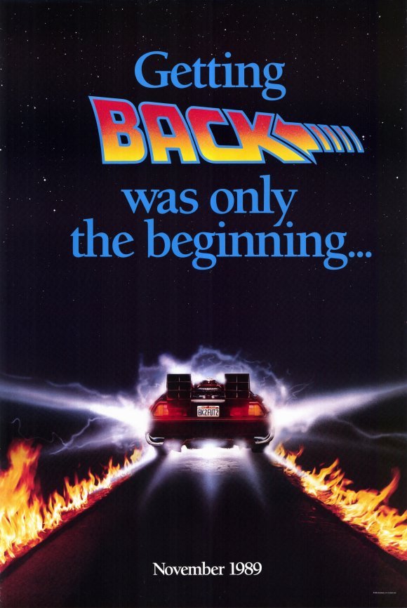 Back to the Future Part 2 Movie Poster Print featuring Marty McFly and Doc Brown.