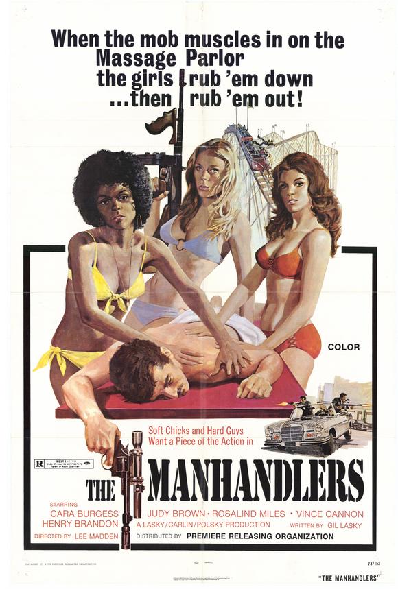 The Manhandlers Movie Poster Print featuring vibrant colors and dynamic composition.