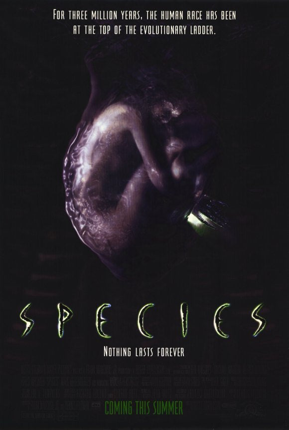 Species Movie Poster Print featuring vibrant artwork from the cult classic film.