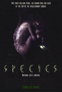 Species Movie Poster Print featuring vibrant artwork from the cult classic film.