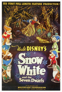 Snow White and the Seven Dwarfs Movie Poster Print featuring classic Disney characters.