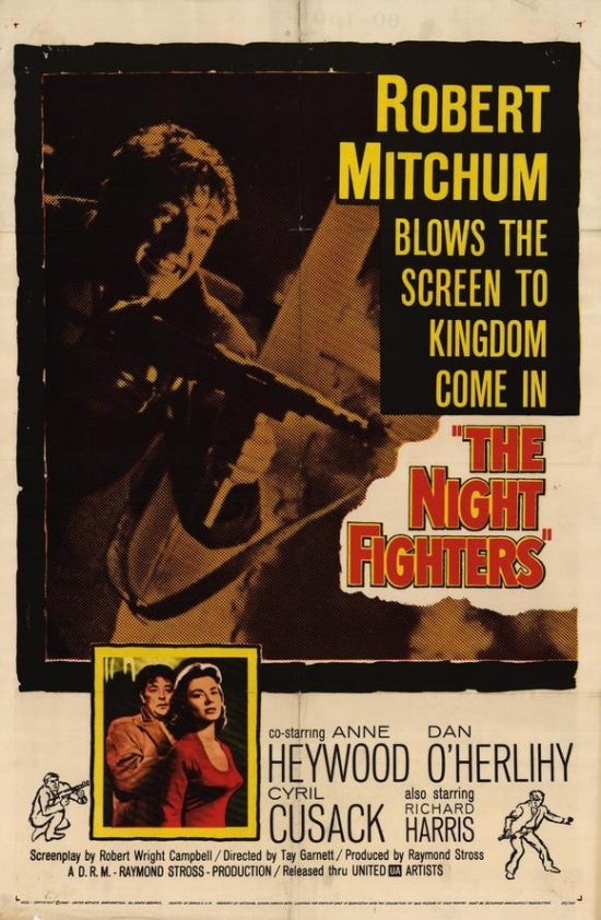 Night Fighters Movie Poster Print featuring dramatic aerial combat imagery.