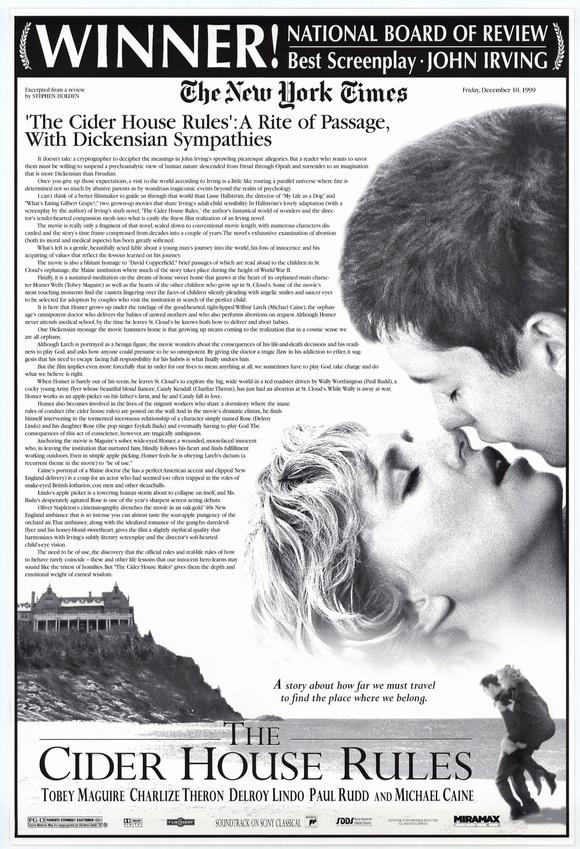 The Cider House Rules Movie Poster Print showcasing emotional scenes from the film.