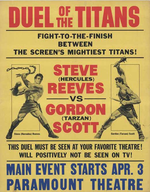 Duel of the Titans Movie Poster Print featuring epic battle art.