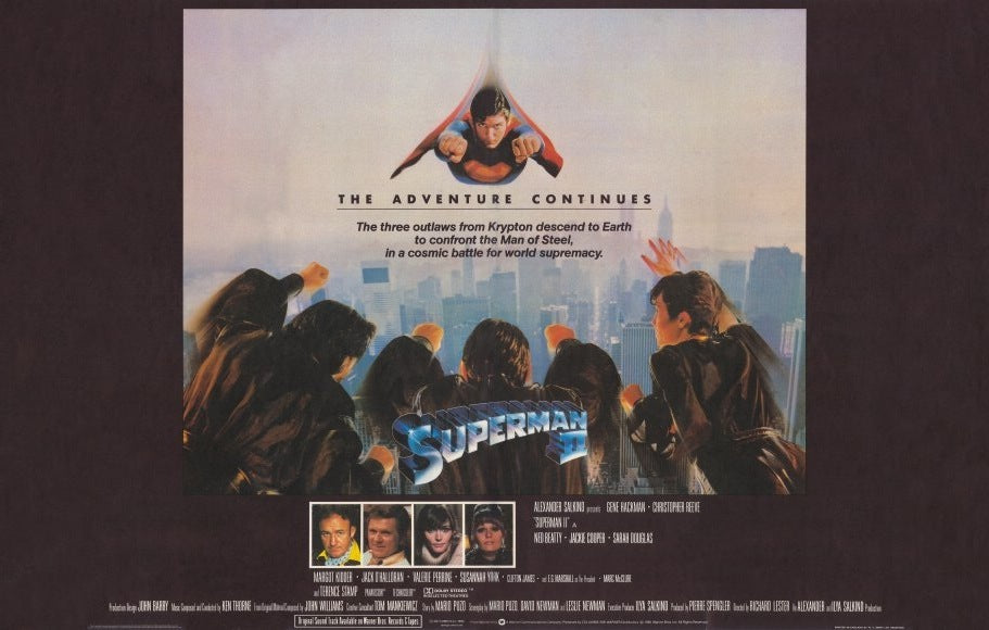 Superman 2 Movie Poster Print featuring iconic superhero imagery.