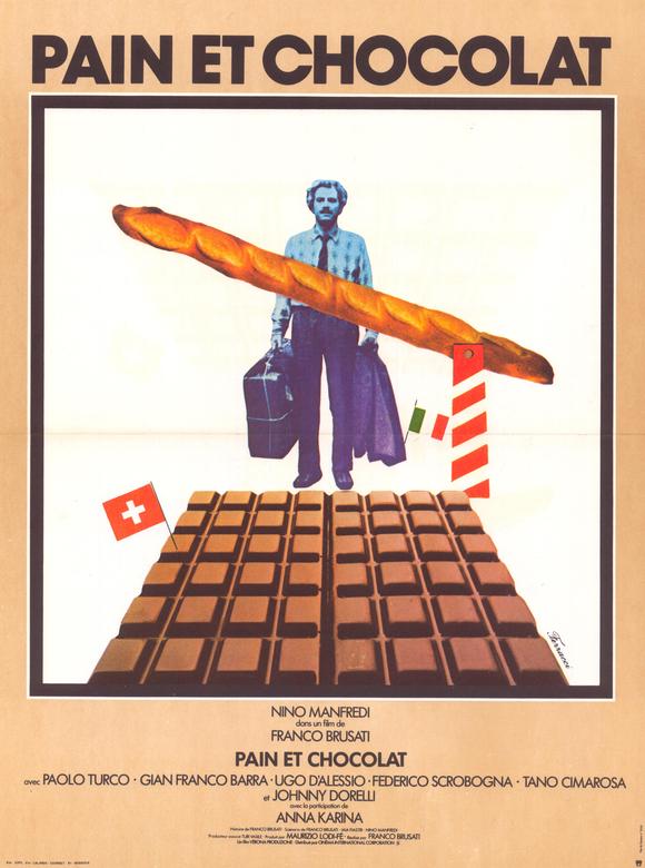 Bread and Chocolate Movie Poster Print featuring vibrant artwork.