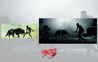 300 Movie Poster Print featuring Spartan warriors in an epic battle scene.